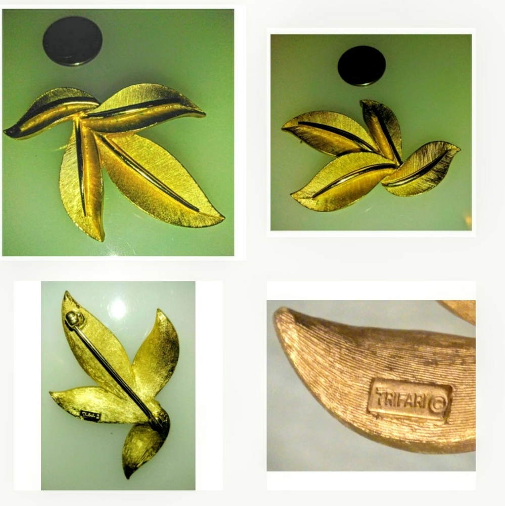 Vintage Trifari Goldtone Leaf pin brooch